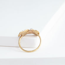 Load image into Gallery viewer, Gold petal four petal ring with pearls