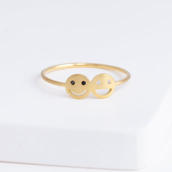 Diamond two smile ring