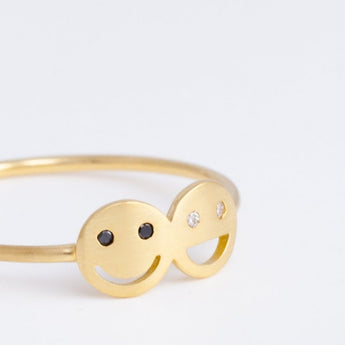 Diamond two smile ring