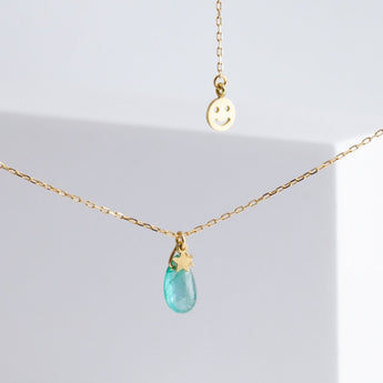 Emerald smiley necklace