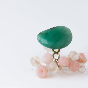 Fairy emerald and pink stone earrings