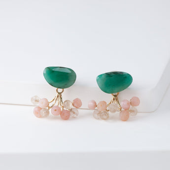 Fairy emerald and pink stone earrings