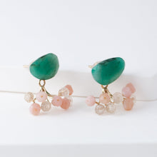 Load image into Gallery viewer, Fairy emerald and pink stone earrings