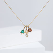 Load image into Gallery viewer, Tiny square emerald and diamond necklace