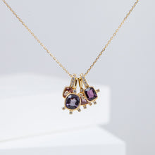 Load image into Gallery viewer, Tiny burgundy rectangular spinel and diamond necklace (with diamond bail)