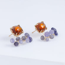 Load image into Gallery viewer, Fairy prong hessonite garnet and mixed stone earrings