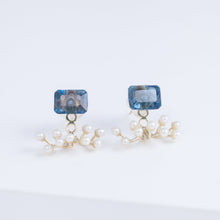 Load image into Gallery viewer, Fairy London blue topaz and pearl earrings