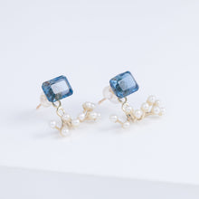 Load image into Gallery viewer, Fairy London blue topaz and pearl earrings