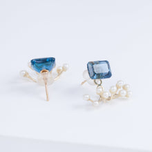 Load image into Gallery viewer, Fairy London blue topaz and pearl earrings