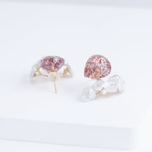 Load image into Gallery viewer, Fairy pear lepidocrocite in quartz and mixed pearl earrings