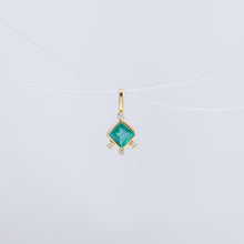 Load image into Gallery viewer, Tiny square emerald and diamond necklace