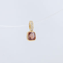 Load image into Gallery viewer, Tiny red square spinel necklace (with diamond bail)
