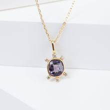 Load image into Gallery viewer, Tiny purple oval spinel and diamond necklace
