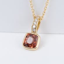Load image into Gallery viewer, Tiny red square spinel necklace (with diamond bail)