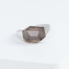 Load image into Gallery viewer, Mini rock crystal smoky quartz ring - silver