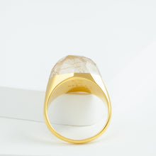 Load image into Gallery viewer, Mini rock faceted round rutilated quartz ring