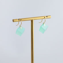 Load image into Gallery viewer, Cube chrysoprase drop earring - limited edition
