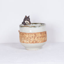 Load image into Gallery viewer, Yukurite - Ceramic sake cup with black shiba