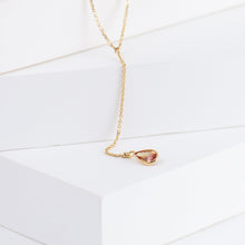 Load image into Gallery viewer, Gemstone orange sapphire center chain necklace