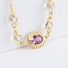 Load image into Gallery viewer, Gemstone pink and white sapphire necklace