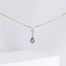 Load image into Gallery viewer, Gemstone blue sapphire drop necklace