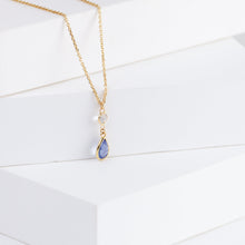 Load image into Gallery viewer, Gemstone blue sapphire drop necklace