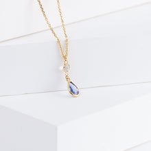 Load image into Gallery viewer, Gemstone blue sapphire drop necklace