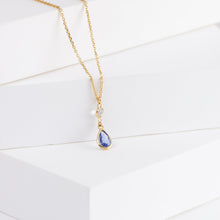 Load image into Gallery viewer, Gemstone blue sapphire drop necklace