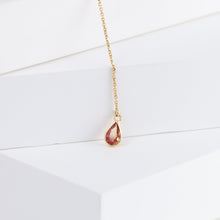 Load image into Gallery viewer, Gemstone orange sapphire center chain necklace