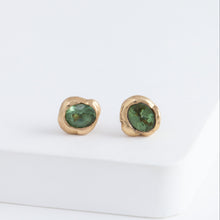 Load image into Gallery viewer, Nugget green tourmaline studs