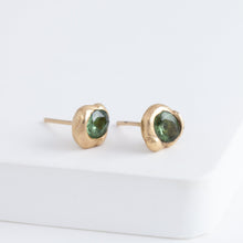 Load image into Gallery viewer, Nugget green tourmaline studs