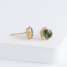 Load image into Gallery viewer, Nugget green tourmaline studs