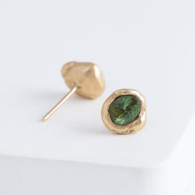 Load image into Gallery viewer, Nugget green tourmaline studs