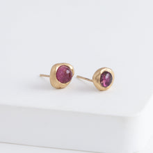 Load image into Gallery viewer, Petite Yui pink tourmaline studs