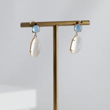 Load image into Gallery viewer, Victoria one-of-a-kind aquamarine and moonstone earrings