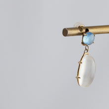 Load image into Gallery viewer, Victoria one-of-a-kind aquamarine and moonstone earrings