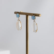 Load image into Gallery viewer, Victoria one-of-a-kind aquamarine and moonstone earrings