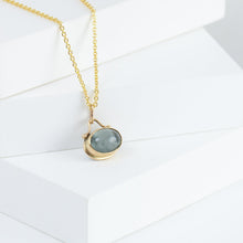 Load image into Gallery viewer, Roma moss aquamarine necklace with diamonds