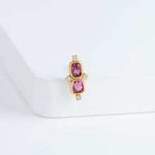 Load image into Gallery viewer, Tiny pink and burgundy spinel and diamond earring