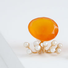 Load image into Gallery viewer, Fairy carnelian and pearl earrings