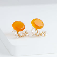 Load image into Gallery viewer, Fairy carnelian and pearl earrings