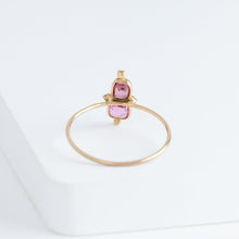 Load image into Gallery viewer, Tiny pink and burgundy spinel and diamond ring