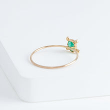 Load image into Gallery viewer, Tiny emerald and diamond ring