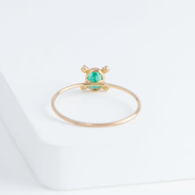 Load image into Gallery viewer, Tiny emerald and diamond ring