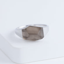 Load image into Gallery viewer, Mini rock crystal smoky quartz ring - silver