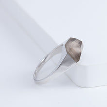 Load image into Gallery viewer, Mini rock crystal smoky quartz ring - silver