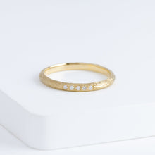 Load image into Gallery viewer, Plumage timeless 2.0mm yellow gold ring with five diamonds