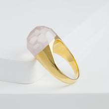 Load image into Gallery viewer, Mini rock faceted round rose quartz ring