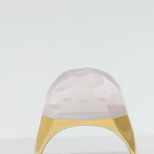 Load image into Gallery viewer, Mini rock faceted round rose quartz ring