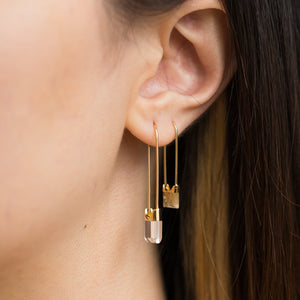 Drop mini square quartz earring